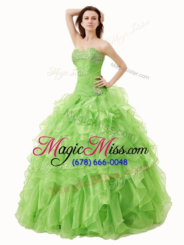 wholesale suitable beading and ruffles sweet 16 dress lace up sleeveless floor length