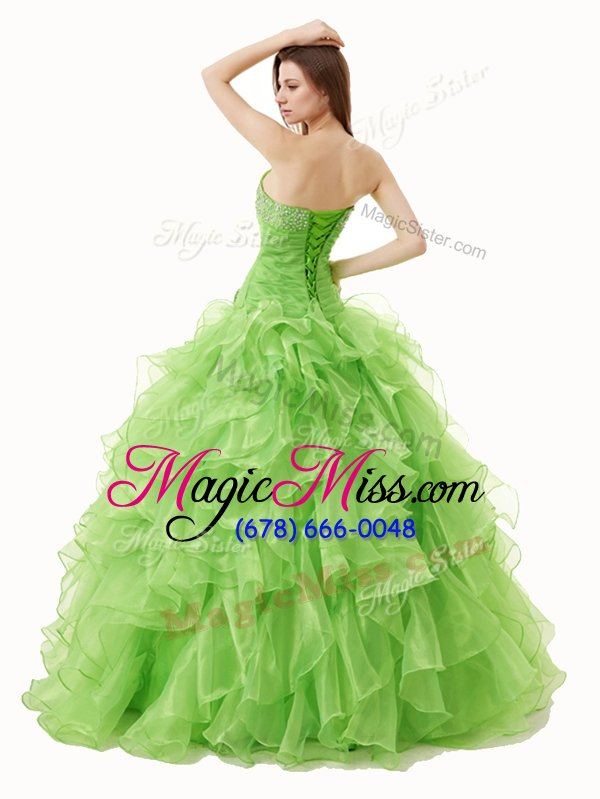 wholesale suitable beading and ruffles sweet 16 dress lace up sleeveless floor length