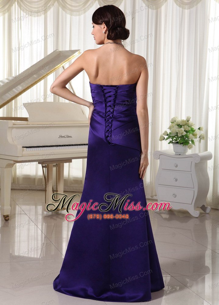 wholesale simple dark purple ruch sweetheart mother of the bride dress column taffeta