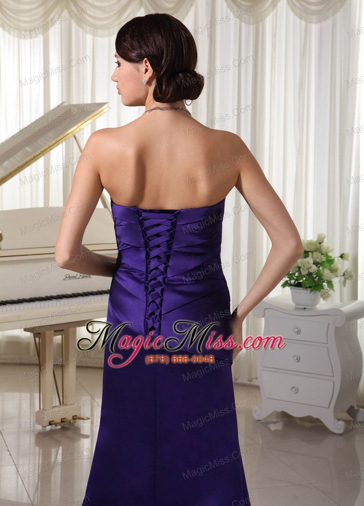 wholesale simple dark purple ruch sweetheart mother of the bride dress column taffeta