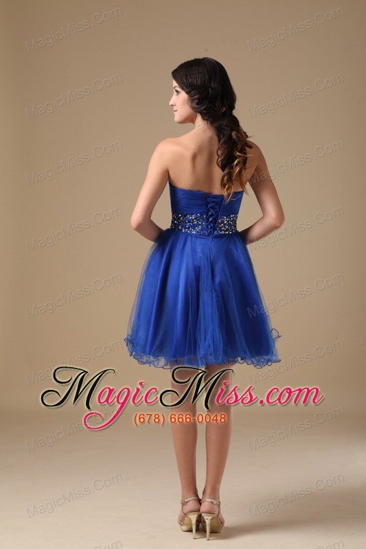 wholesale blue a-line sweetheart mini-length organza beading prom dress