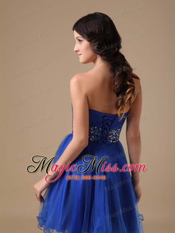 wholesale blue a-line sweetheart mini-length organza beading prom dress