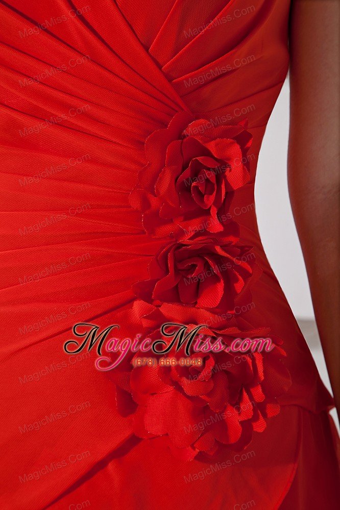 wholesale red a-line sweetheart knee-length chiffon hand made flowers prom / homecoming dress