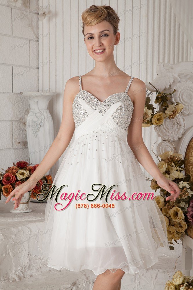 wholesale white empire straps short prom dress chiffon beading knee-length