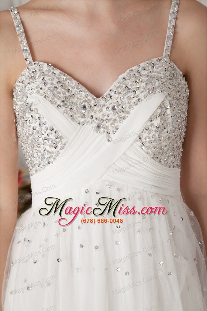 wholesale white empire straps short prom dress chiffon beading knee-length