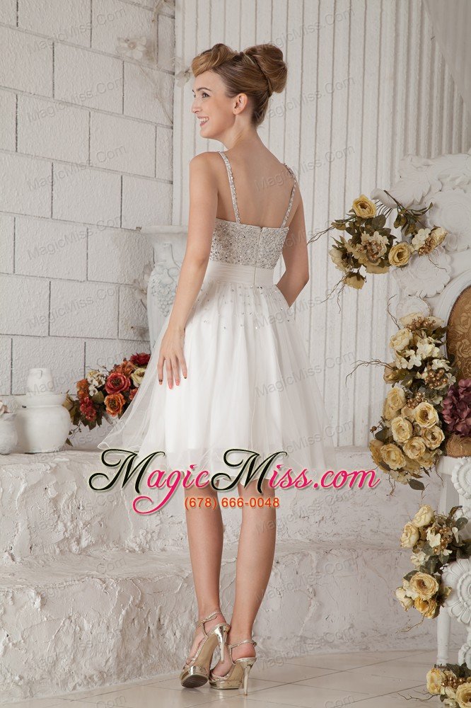 wholesale white empire straps short prom dress chiffon beading knee-length