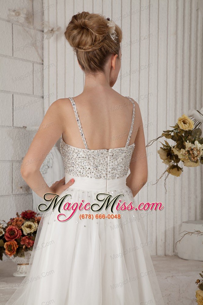 wholesale white empire straps short prom dress chiffon beading knee-length