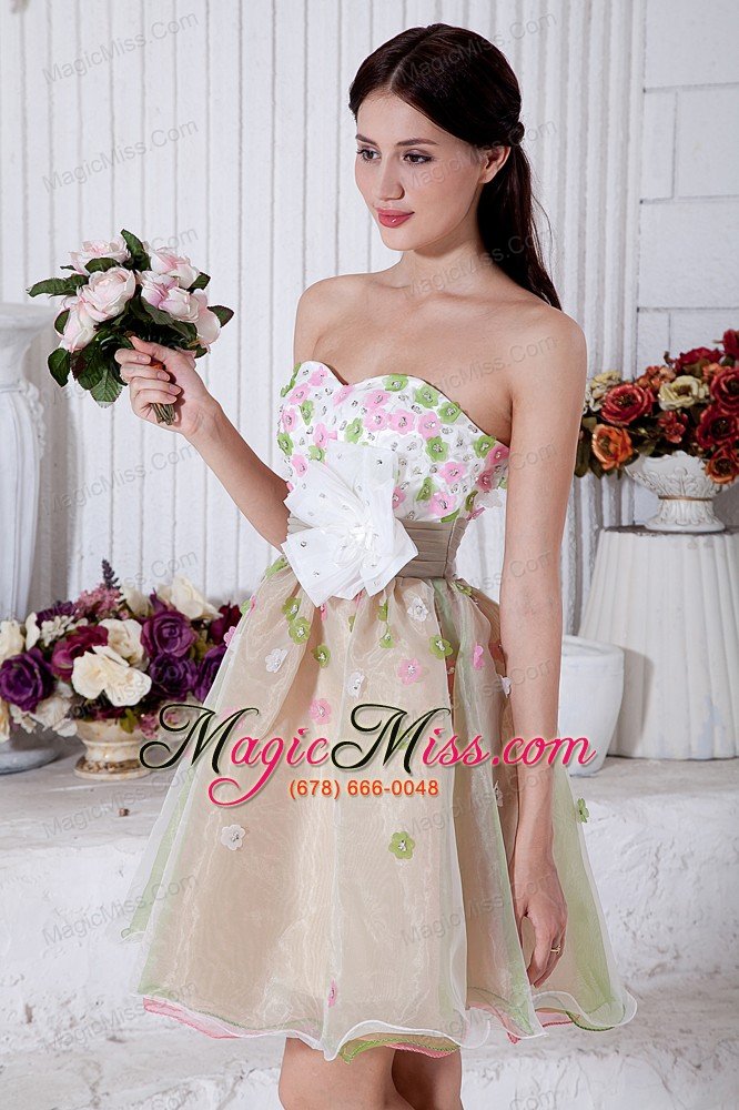 wholesale colorful a-line sweetheart mini-length organza appliques prom / homecoming dress