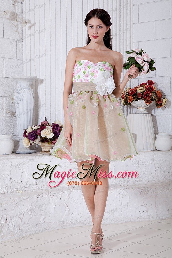 wholesale colorful a-line sweetheart mini-length organza appliques prom / homecoming dress