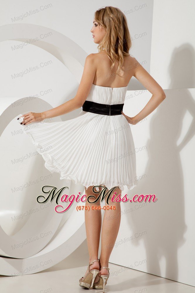 wholesale white empire strapless mini-length organza belt prom / homecoming dress