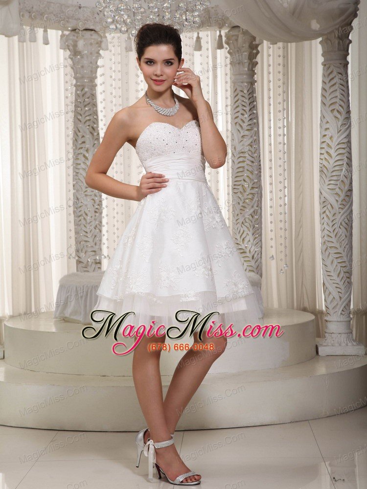 wholesale lovely a-line sweetheart mini-length taffeta appliques wedding dress