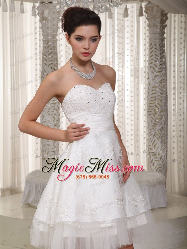 wholesale lovely a-line sweetheart mini-length taffeta appliques wedding dress