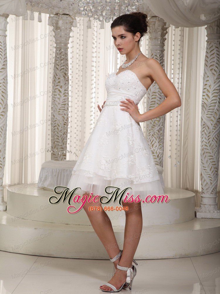 wholesale lovely a-line sweetheart mini-length taffeta appliques wedding dress