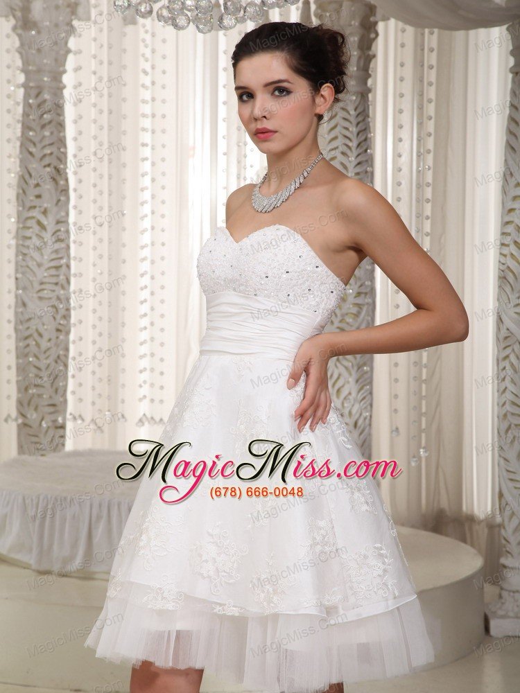 wholesale lovely a-line sweetheart mini-length taffeta appliques wedding dress