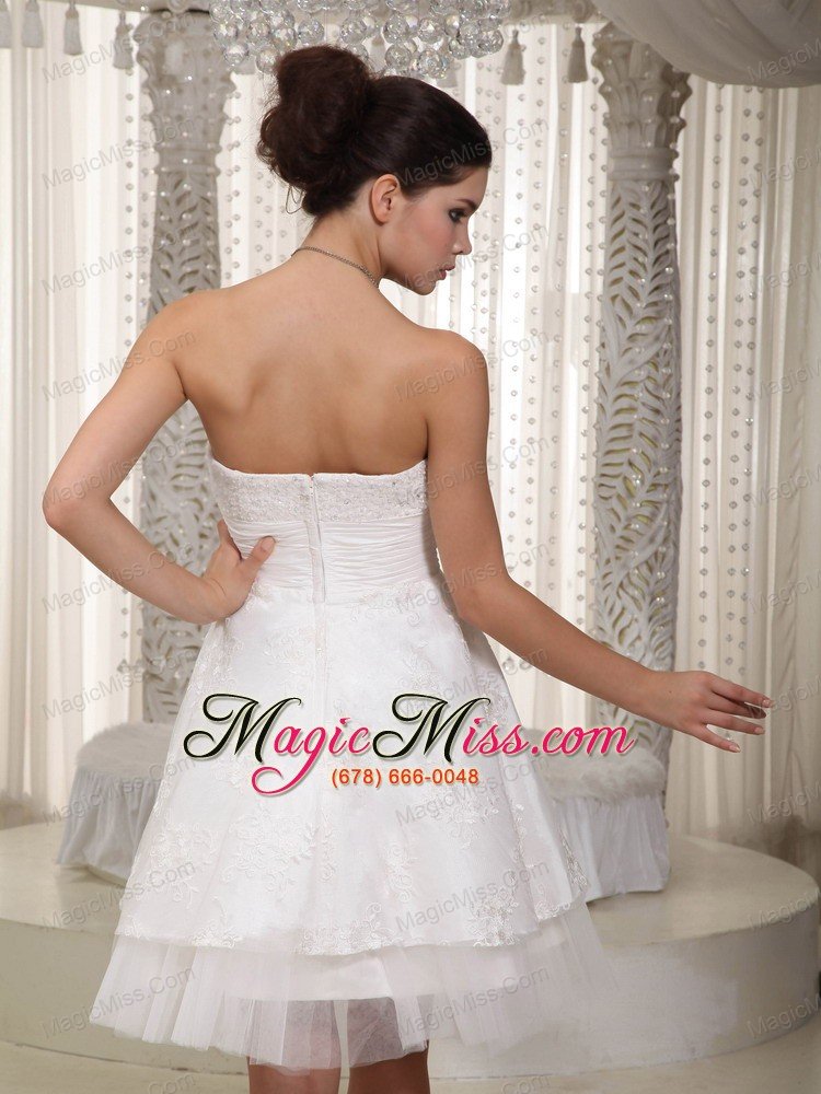 wholesale lovely a-line sweetheart mini-length taffeta appliques wedding dress