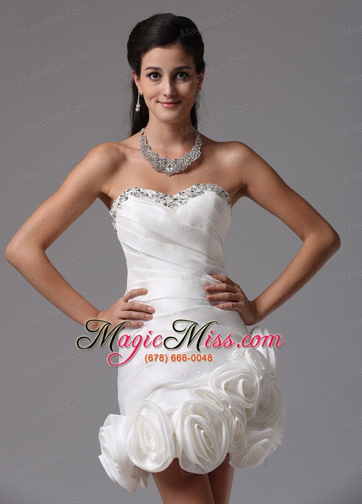 wholesale sheath column sweetheart beading 2013 beach wedding dress with hand made flowers in