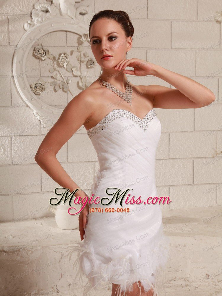 wholesale sweetheart beaded feather column mini-length club cocktail dress organza