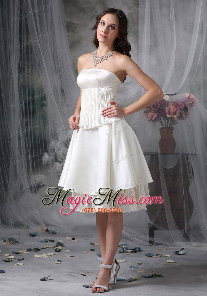 wholesale simple a-line strapless knee-length taffeta ruch wedding dress