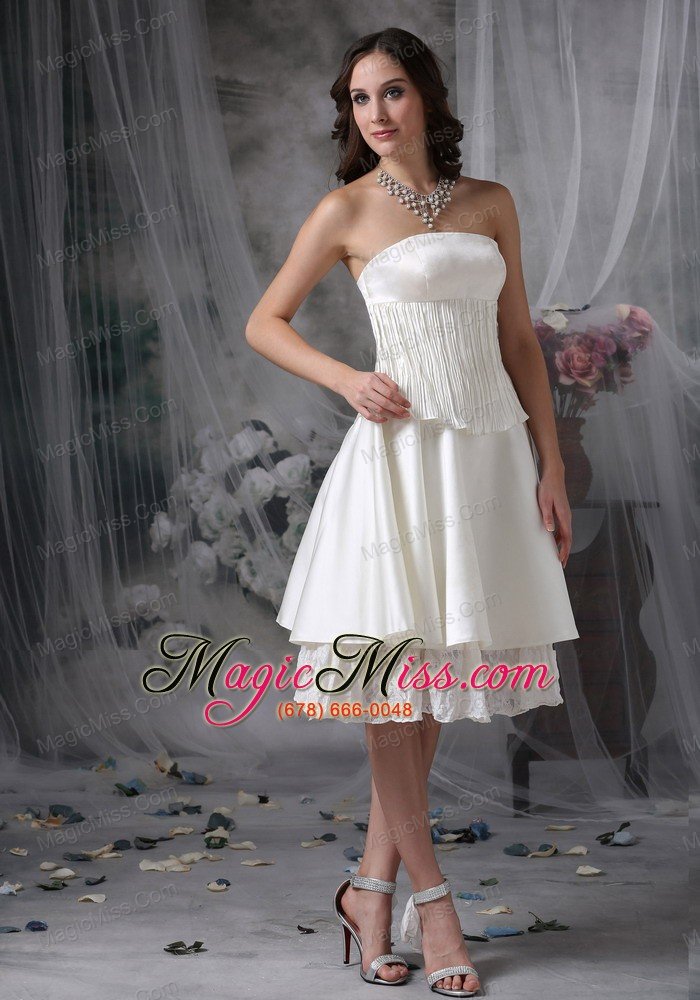 wholesale simple a-line strapless knee-length taffeta ruch wedding dress