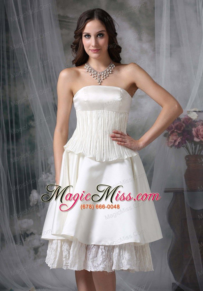 wholesale simple a-line strapless knee-length taffeta ruch wedding dress