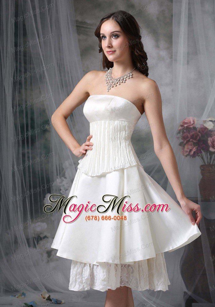 wholesale simple a-line strapless knee-length taffeta ruch wedding dress