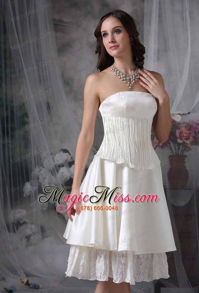 wholesale simple a-line strapless knee-length taffeta ruch wedding dress