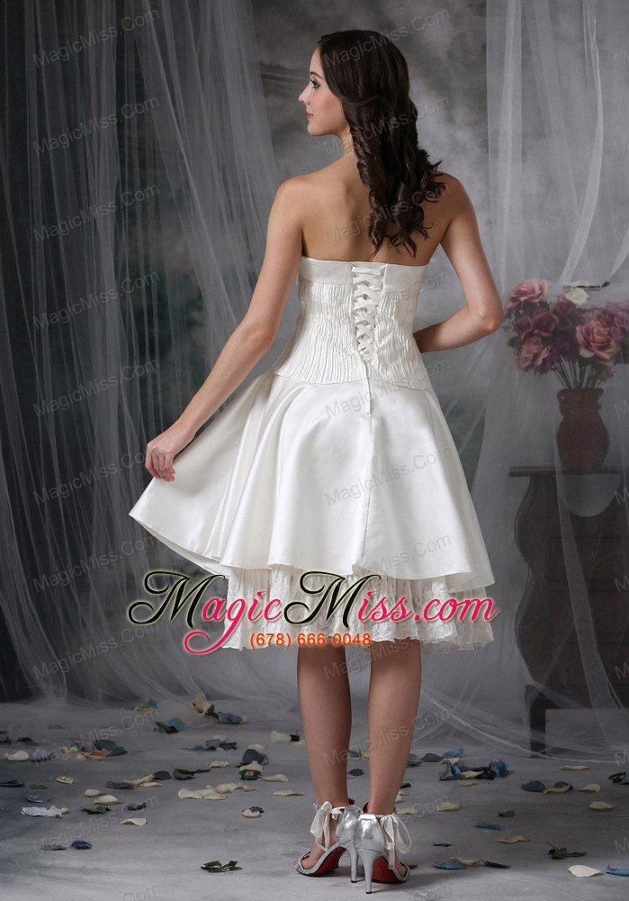 wholesale simple a-line strapless knee-length taffeta ruch wedding dress