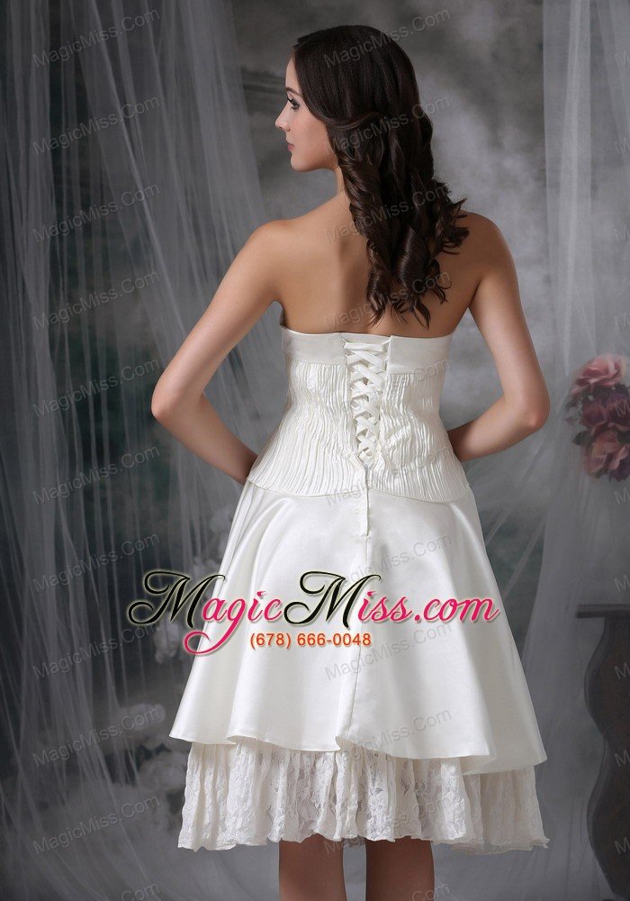 wholesale simple a-line strapless knee-length taffeta ruch wedding dress