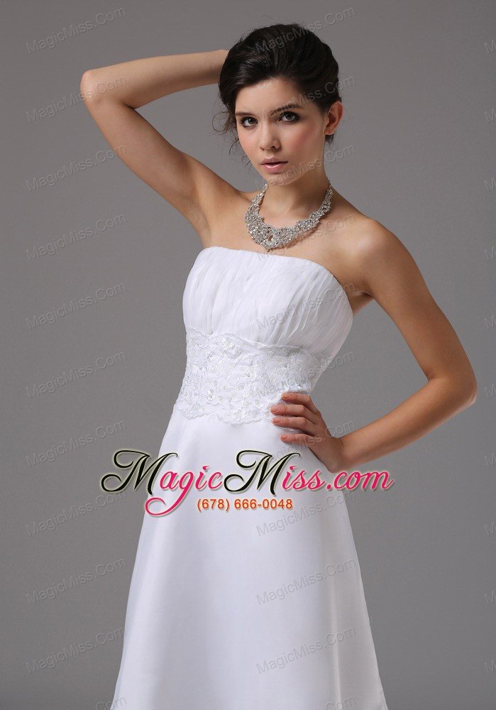 wholesale short wedding dress with lace decorate waist strapless knee-length