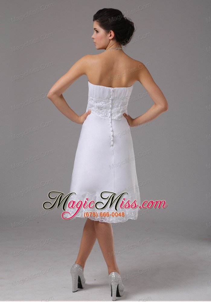 wholesale short wedding dress with lace decorate waist strapless knee-length