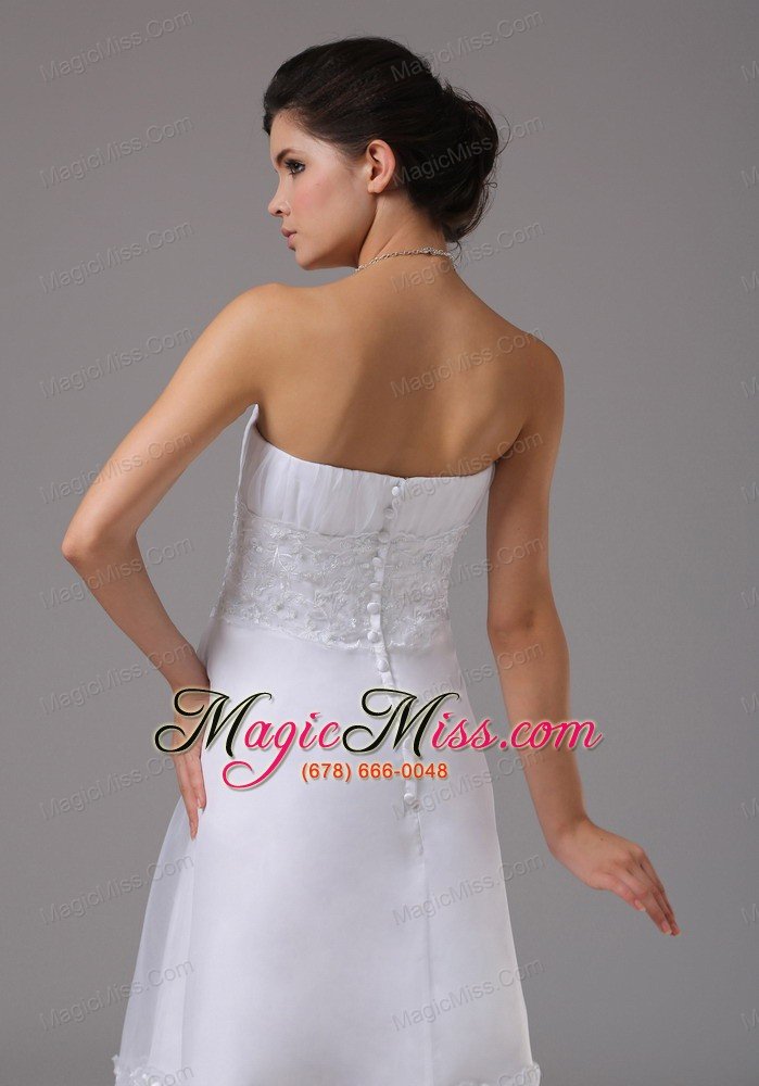 wholesale short wedding dress with lace decorate waist strapless knee-length