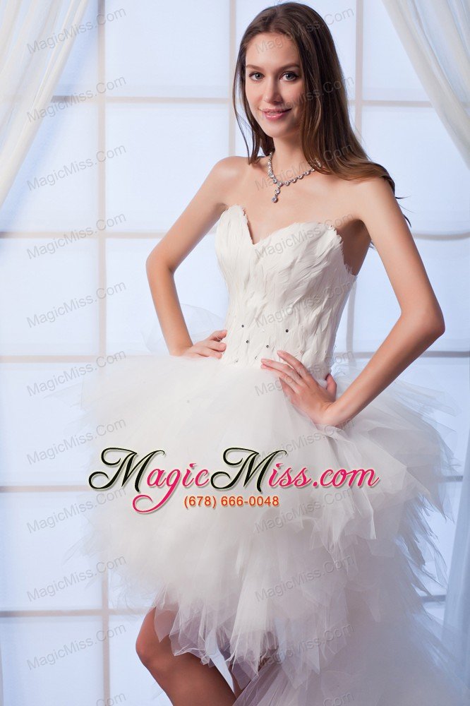 wholesale popular a-line sweetheart high-lowtulle appliques wedding dress