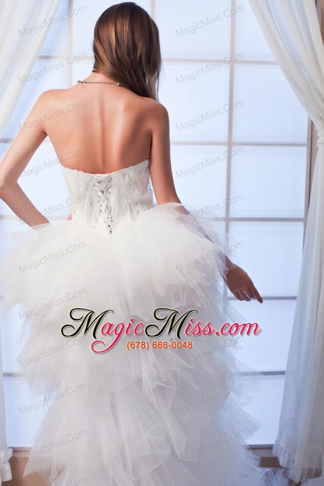 wholesale popular a-line sweetheart high-lowtulle appliques wedding dress