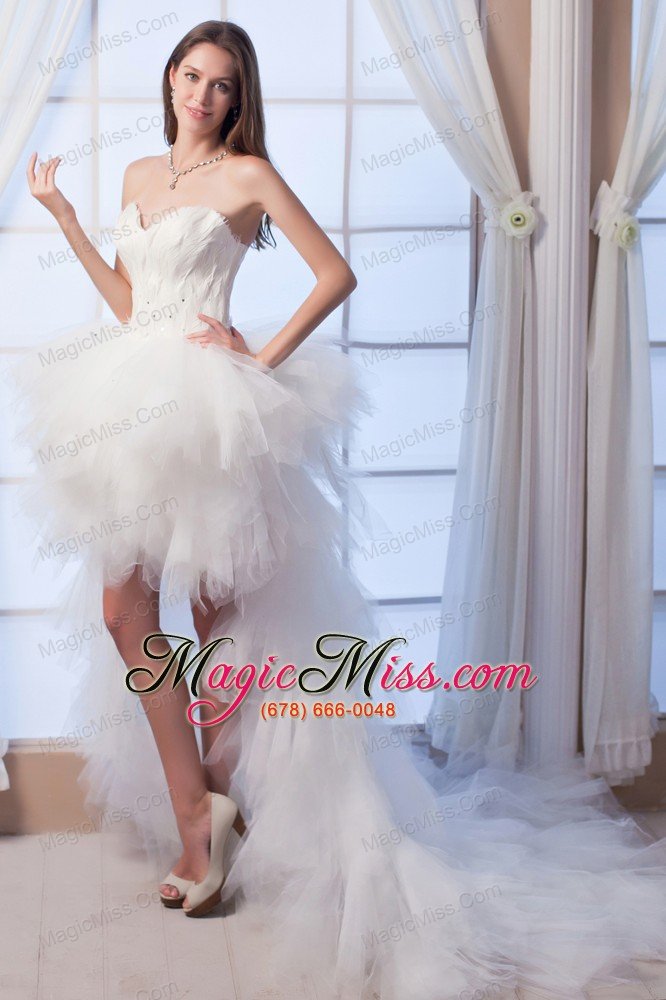 wholesale popular a-line sweetheart high-lowtulle appliques wedding dress