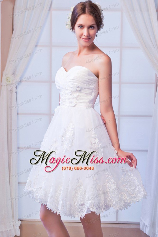 wholesale white a-line sweetheart mini-length organza appliques prom dress