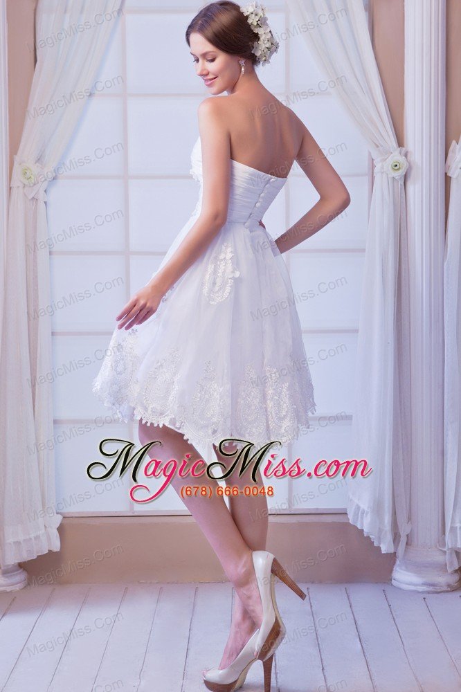 wholesale white a-line sweetheart mini-length organza appliques prom dress