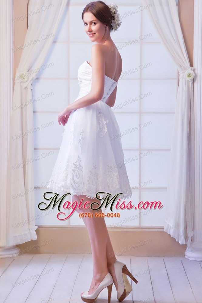 wholesale white a-line sweetheart mini-length organza appliques prom dress