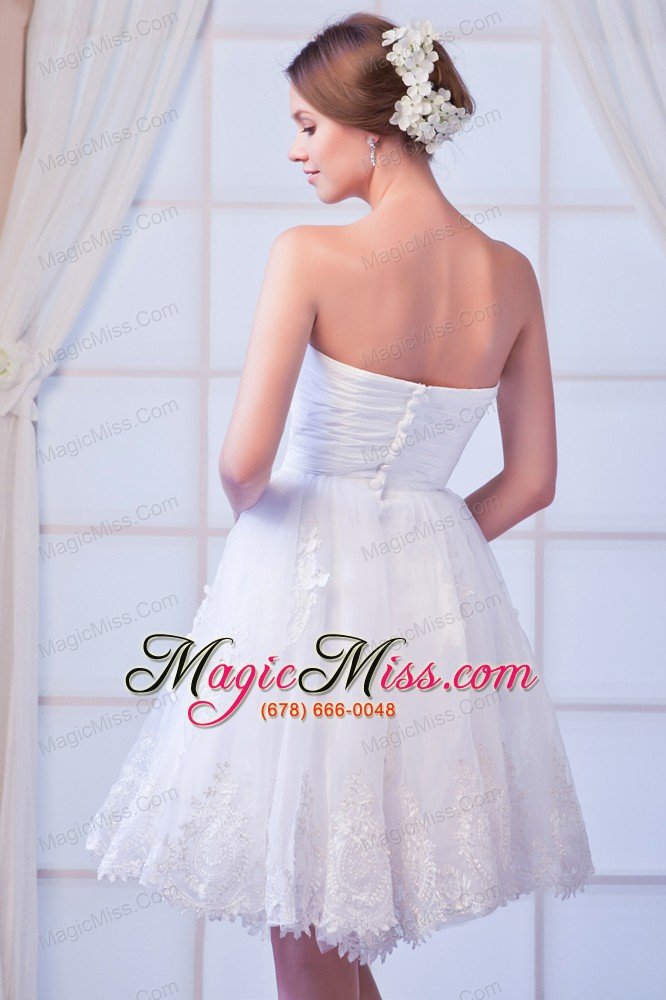 wholesale white a-line sweetheart mini-length organza appliques prom dress