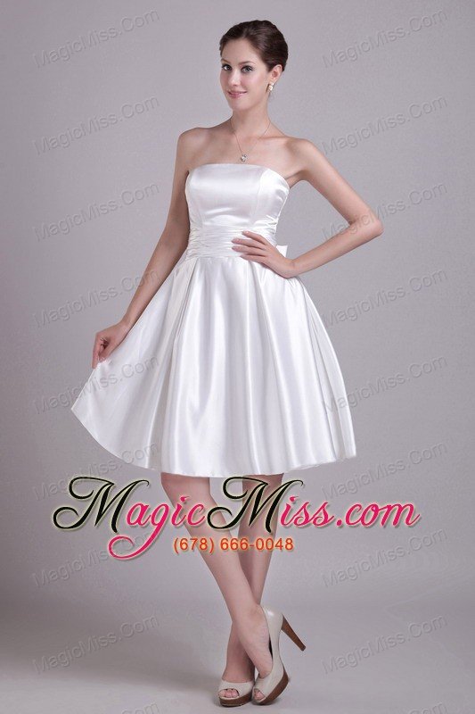 wholesale white a-line strapless knee-length taffeta bowknot wedding dress