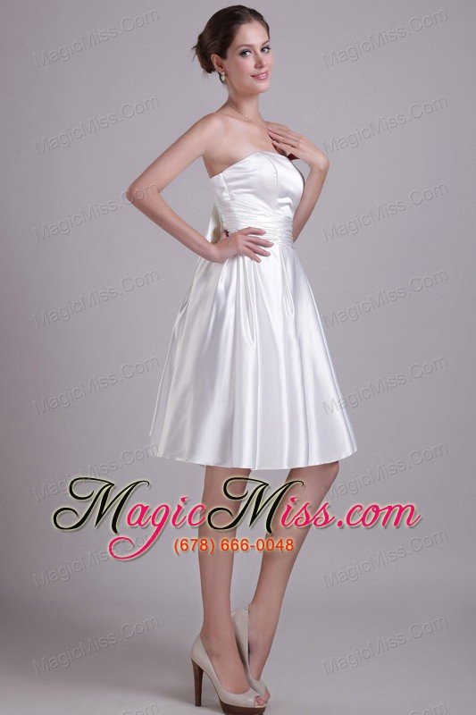 wholesale white a-line strapless knee-length taffeta bowknot wedding dress