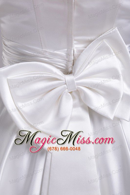 wholesale white a-line strapless knee-length taffeta bowknot wedding dress