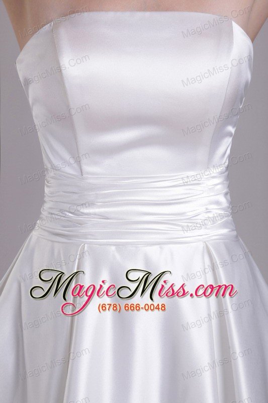 wholesale white a-line strapless knee-length taffeta bowknot wedding dress