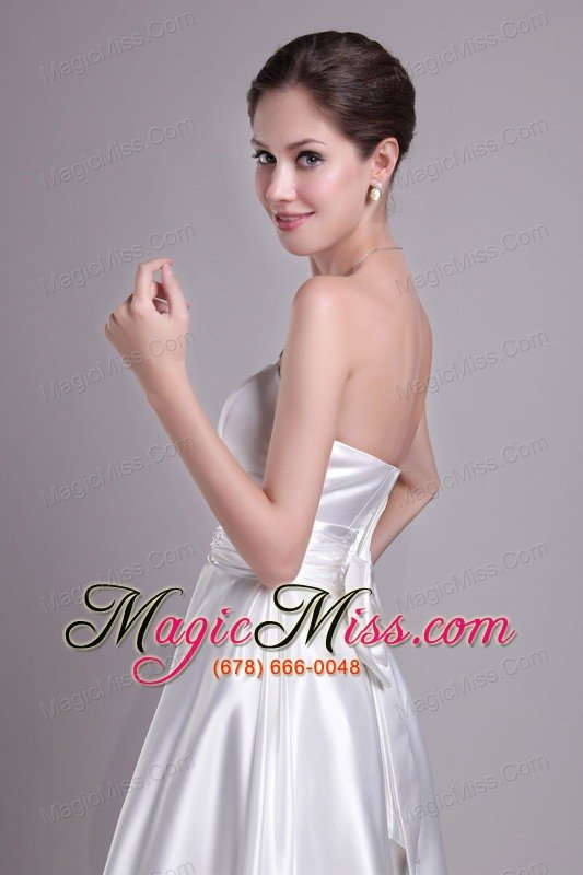 wholesale white a-line strapless knee-length taffeta bowknot wedding dress