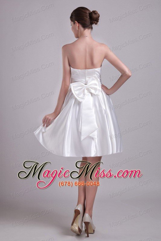 wholesale white a-line strapless knee-length taffeta bowknot wedding dress