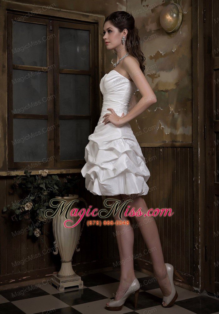 wholesale simple a-line sweetheart mini-length taffeta ruch and pick-ups wedding dress