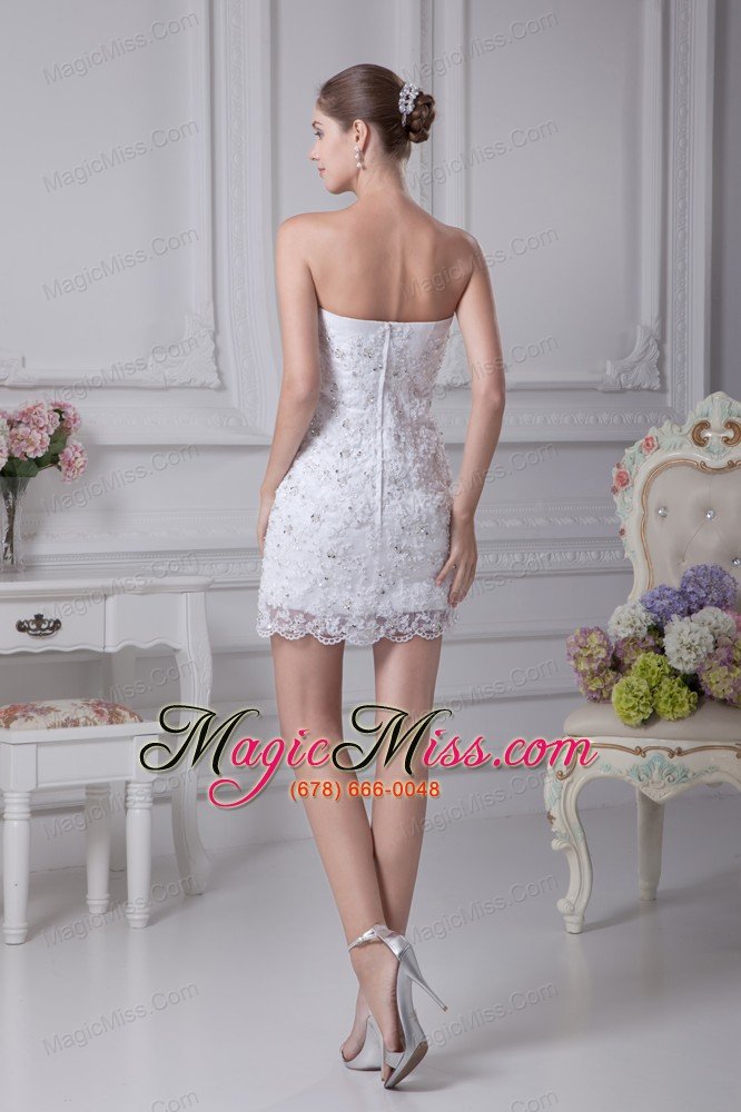 wholesale mini-length lace strapless column wedding dress