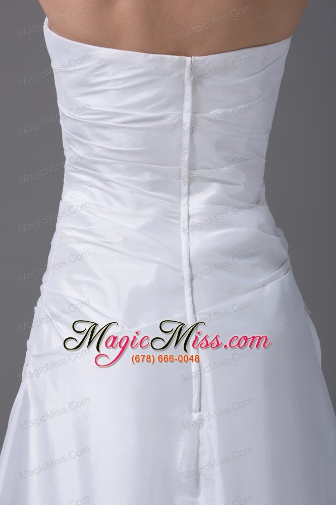 wholesale high-low strapless hand made flowers taffeta wedding dress