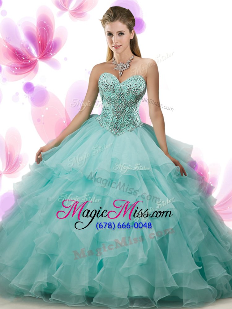 wholesale sophisticated pink lace up sweetheart beading and ruffled layers quinceanera gowns organza sleeveless