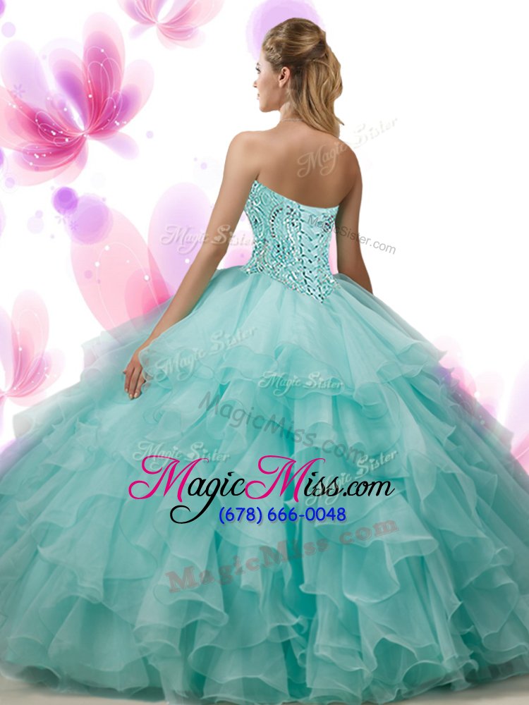 wholesale sophisticated pink lace up sweetheart beading and ruffled layers quinceanera gowns organza sleeveless