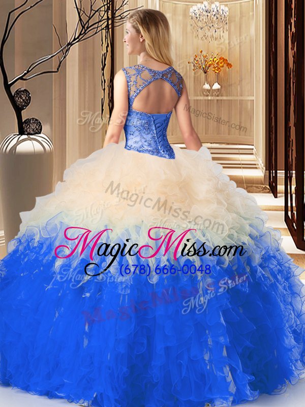 wholesale vintage multi-color scoop neckline beading quinceanera gown sleeveless lace up